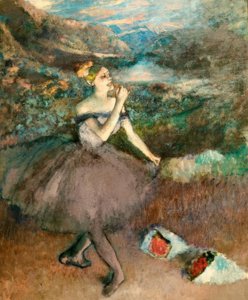Danseuse avec bouquets de fleurs - Edgar Degas