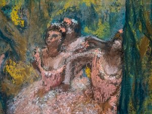 Trois danseuses en jupes saumon (détail) - Edgar Degas