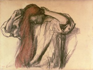 Femme se peignant les cheveux - Edgar Degas