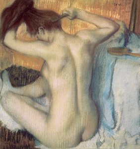 Femme se peignant les cheveux, c.1885 (pastel)