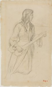 Jeune femme jouant de la mandoline, étude pour le portrait de Mlle Fiocre dans le ballet "La Source"
