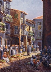 Espagne du Nord : Béjar, un coin de la place du marché - Edgar T. A. Wigram