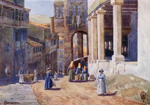 Espagne du Nord : Betanzos, une rue à colonnades - Edgar T. A. Wigram