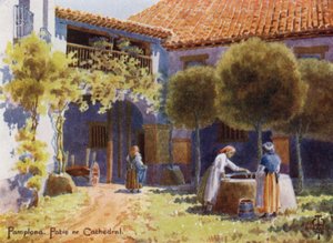 Espagne du Nord : Pampelune, un patio près de la cathédrale - Edgar T. A. Wigram