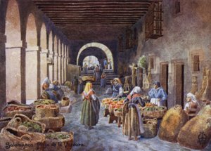Espagne du Nord : Salamanque, arcades de la Plaza de la Verdura - Edgar T. A. Wigram