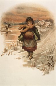 Fille sur une route enneigée, illustration de Where Lilies Live, 1889