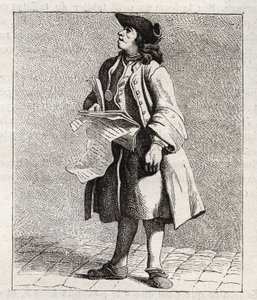 Le crieur des numéros gagnants (Loto) - Petit métier de Paris (Études prises dans le bas Peuple, ou les Cris de Paris) - gravure par Edme Bouchardon (1698-1762) - Edmé Bouchardon