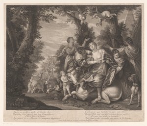 Europe et Jupiter dans un paysage avec des arbres - Edme Jeaurat