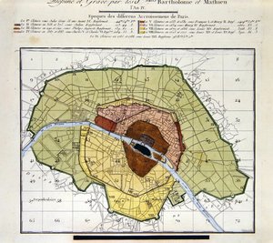 (détail) Atlas du Plan Général de la Ville de Paris, montrant les différentes additions à travers l