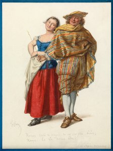 Portrait de Marinette et du gros René, vers 1870 (aquarelle)