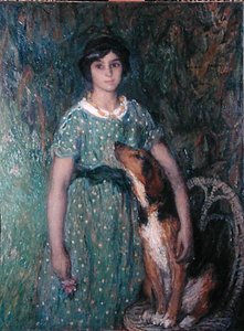 Jeune fille avec un chien