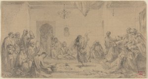 Intérieur avec danseuse - Edmond Hédouin