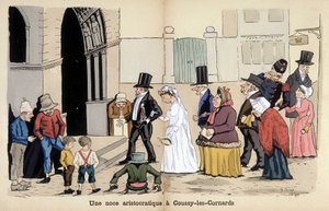 Caricature sur la société française par Lavrate : un mariage aristocratique à Coussy les Cornards. 1880