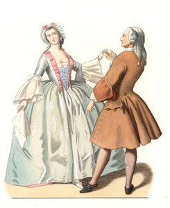 Maître de danse et un jeune Vénitien, leçon de danse en Italie au 18ème siècle, d