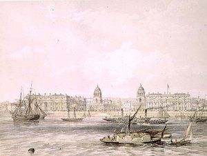 Hôpital de Greenwich, gravé par Thomas Picken, publié en 1852 par Lloyd Bros. & Co. - Edmund (after) Walker