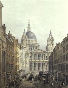 Cathédrale Saint-Paul, vue de Ludgate Hill, pub. 1852 par LLoyd Bros. & Co. - Edmund (after) Walker
