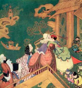"Laideronnette embrassa et embrassa la bonne Fée Protectrice", illustration du conte de fées français Le Serpent Vert, tiré du Livre de contes de fées d