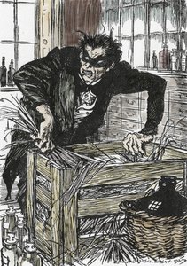 Dr Jekyll cherchant désespérément les poudres lui permettant de se débarrasser de son personnage de Mr Hyde, Illustration par Edmund Joseph Sullivan (1869-1933) pour le roman L