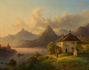 Paysage avec lac de montagne - Edmund Mahlknecht