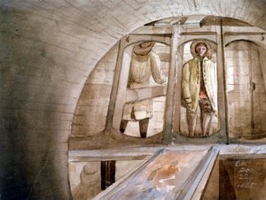 Vue du bouclier utilisé dans la construction du tunnel de la Tamise, Londres, 1835