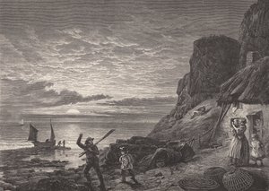 Pêcheurs père et fils disant au revoir à leur famille - Edmund Morison (after) Wimperis