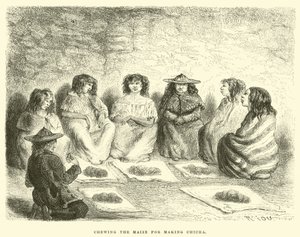 Mâcher le maïs pour faire du chicha