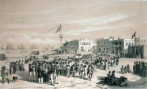 Place du Gouvernement, île de Gorée, Sénégal, vers 1840 - Edouard Auguste Nousveaux