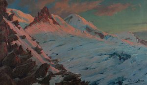Deux alpinistes arrivant aux Grands Mulets (massif du Mont-Blanc) - Edouard Brun
