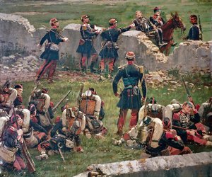 Soir de la bataille de Rezonville Gravelotte. Grenadiers de la Garde Impériale au repos, 16 août - Jean Baptiste Edouard Detaille