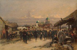 Chanteurs du 4e bataillon de fusiliers de la Garde impériale à Tsarskoïe Selo - Jean Baptiste Edouard Detaille
