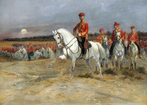 Tsarévitch Nicolas passant en revue les troupes
