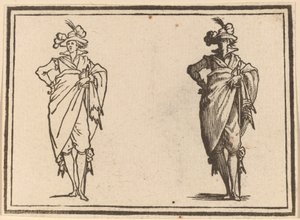 Gentleman vu de face avec la main sur les hanches - Edouard Eckman after Jacques Callot
