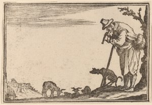 Berger jouant de la flûte - Edouard Eckman after Jacques Callot