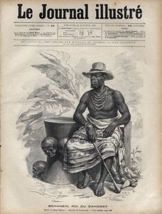 Portrait de Béhanzin (1844-1900), roi du Dahomey (Bénin) - Gravure de Navellier dans « Le Journal Illustré » de 1892