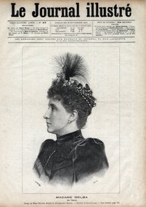 Portrait de Nellie Melba (Helen Porter Mitchell, dite) (1861-1931), soprano australienne - Gravure par Navellier dans « Le Journal Illustré » de 1891 - Edouard Felicien Eugene Navellier