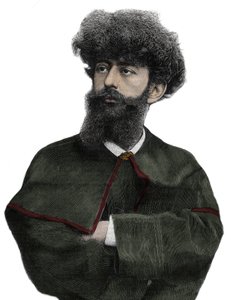 Le Sar Merodack Josephin Peladan, pseudonyme de Josephin Peladan (1858-1918) écrivain et occultiste français - gravure par Navellier dans « Le Journal Illustré » de 1892
