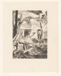 Paysage avec palmiers et figures se baignant - Edouard Léon Louis Edy Legrand (attributed to)
