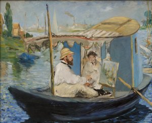Allemand : Die Barke Claude Monet peignant dans son bateau-atelier - Édouard Manet