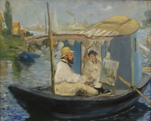 Allemand : Die Barke Claude Monet peignant dans son bateau-atelier - Édouard Manet