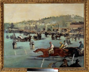 Courses de chevaux au Bois de Boulogne. Peinture d