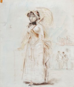 Femme en promenade tenant une ombrelle ouverte, 1880 - Édouard Manet