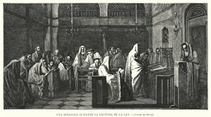 Synagogue pendant une lecture de la Torah - Edouard Moyse