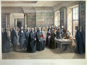 Le roi Louis-Philippe signant le livre des visiteurs lors de sa visite au collège d