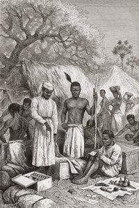 Abdullah Souzi, Jacob Wainright et James Chouma, les trois serviteurs du Dr. David Livingstone, faisant l