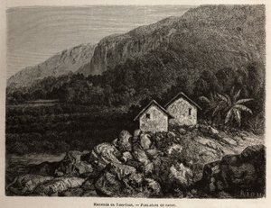 Hacienda par Tian Tian, Pérou et plantation de cacao, dessin de Riou, pour illustrer le voyage de Paul Marcoy à travers l