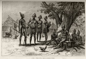 À Lera (ou Dera, Niger), types de Mandes. Gravure pour illustrer l