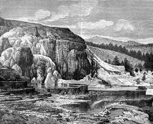 Mammoth Hot Springs, Parc national de Yellowstone, USA, 19ème siècle - Edouard Riou