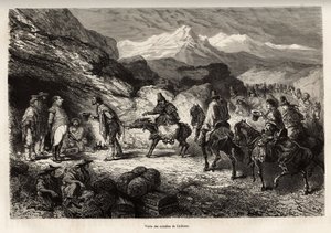 P.Marcoy retrouve un ami, devenu colonel de génie et posté dans une grotte près du lac de Cailloma, ensemble ils reçoivent la visite des notables de la ville, gravé d
