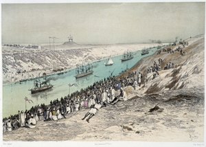 Passage à El-Guisr dans « Inauguration du canal de Suez par G. Nicole. 1869 - Edouard Riou
