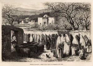 Procession au Marabout de Tlemcen (tombe avec un dôme d
